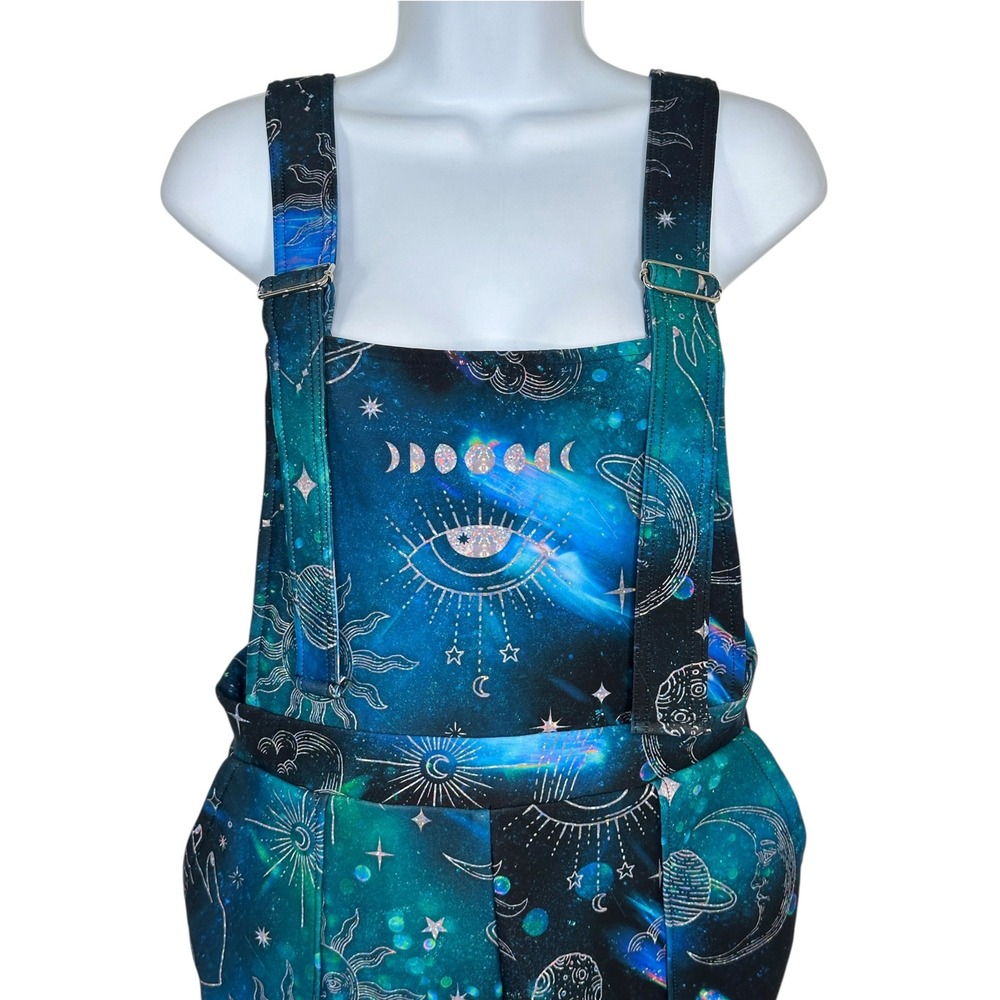 BlackMilk Shortalls Large Blue Galaxy Celestial Evil Eye Moon Phase Overalls - Picture 3 of 7